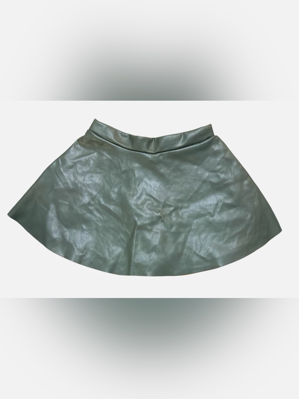 H&M Olive Green Faux Leather Skater Skirt